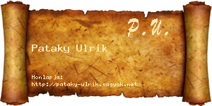 Pataky Ulrik névjegykártya
